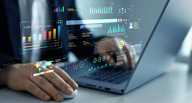 istock Management data System KPI connected in database for follow earnings,operations and sales data. Businessman using KPI dashboard.Financial business data analytics graph dashboard. 2211889591