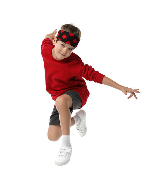 istock Happy little boy jumping on white background 2211893778
