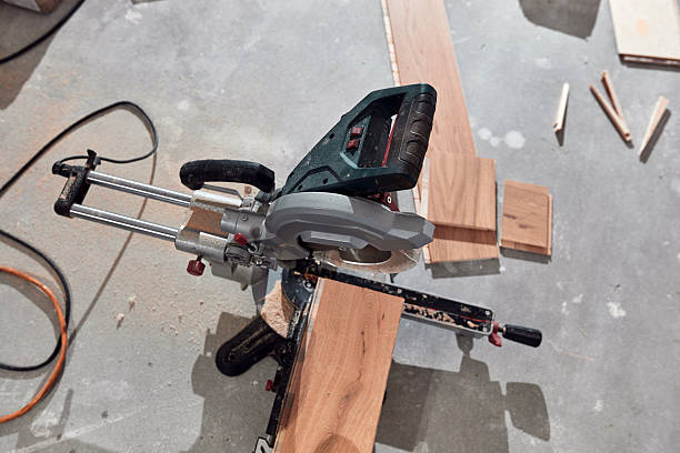 istock Circular saw for cutting laminate hardwood floor. 2211895624