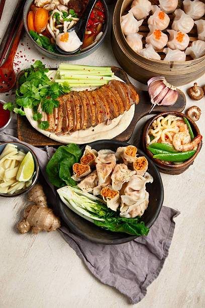 Assorted dishes of traditional Chinese cuisine.