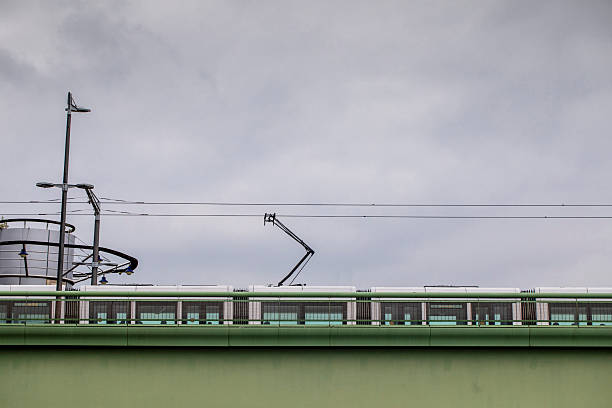 Tram on the Joan of Arc bridge in the French city of Rouen