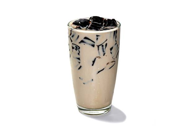 istock Grass jelly with fresh milk served on white background,isolate concept. 2211898615
