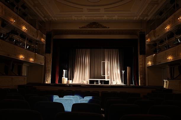 istock Theatre interior with stage and rows of comfortable seats 2211899315