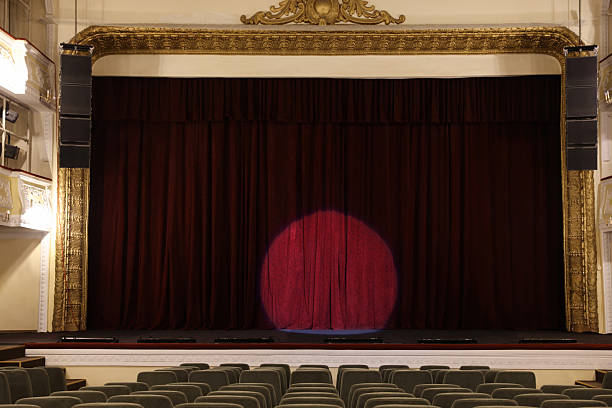 istock Theatre interior with stage and rows of comfortable seats 2211899399