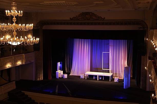 istock Theatre interior with stage and beautiful chandelier 2211899582