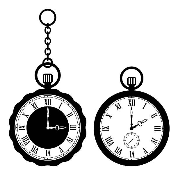 Old pocket watch vector icon Old pocket watch vector icons set on white background watch cartoon gold illustration and painting stock illustrations