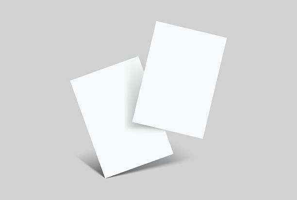 realistic blank a4 format paper flyer mockup with shadow isolated. sheet design template for presentation poster, newspaper, flyer, brochure, flier, business card, card, postcard, letter or invitation - a4 kağıt stock illustrations