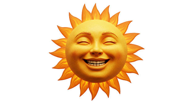 Isolated Smiling Sun Face Happy Summer Yellow Sunshine