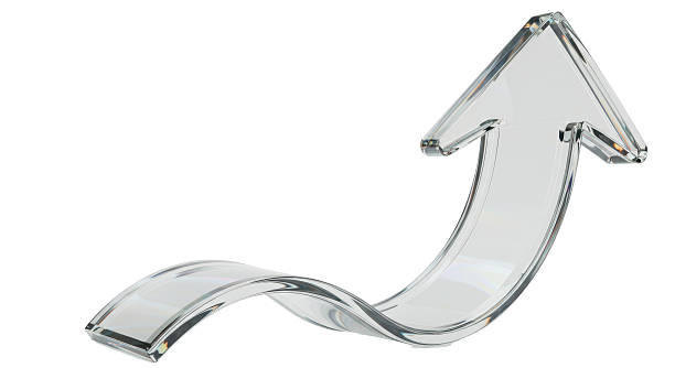 Isolated Clear Glass Arrow Pointing Upwards Growth Success