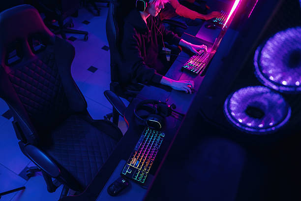istock Powerful cooling system. Gamers are playing video game by computers 2211905789
