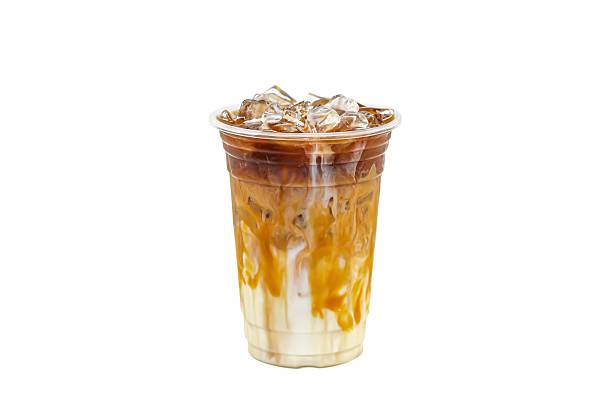 istock Ice vanilla coffee serving on white background with isolated concept. 2211905905