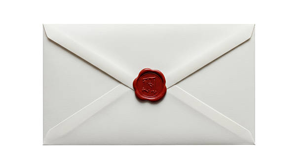 istock Isolated White Envelope with Red Wax Seal for Formal Correspondence 2211907962
