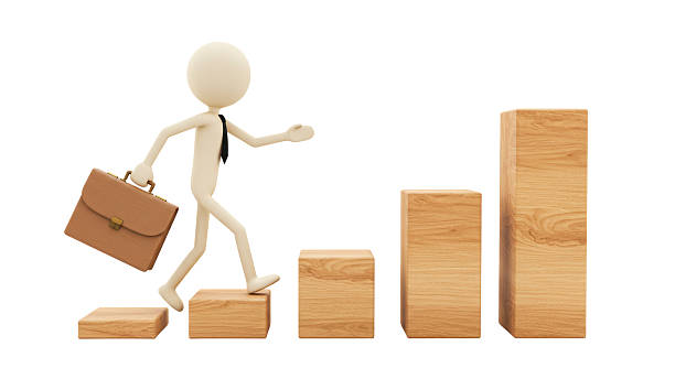 istock Isolated Man Climbing Graph Steps for Career Success 2211907974