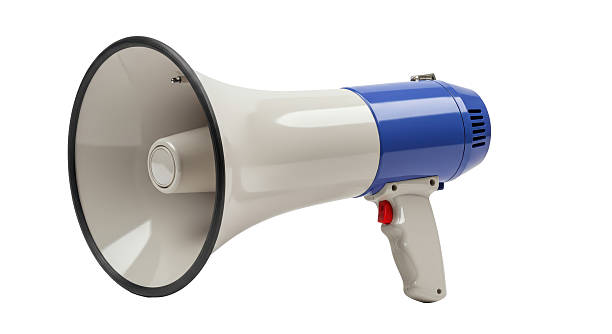 istock Isolated Blue and White Megaphone Loudspeaker 2211908045