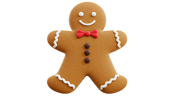 Isolated Gingerbread Man Cookie with Bow Tie and Buttons