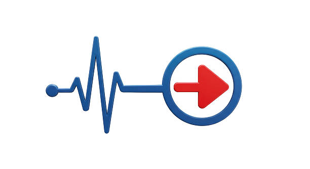 Isolated Blue Pulse Wave with Red Arrow Sign