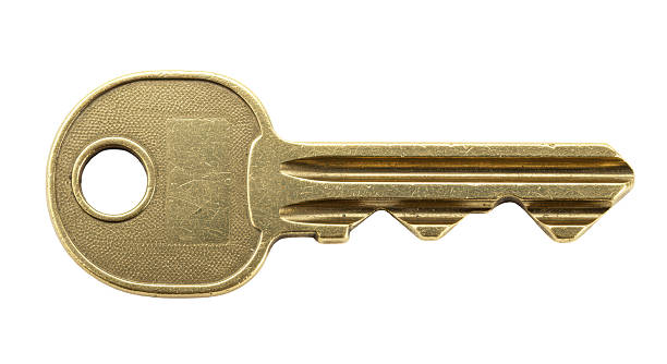 Isolated Brass Key on White Background