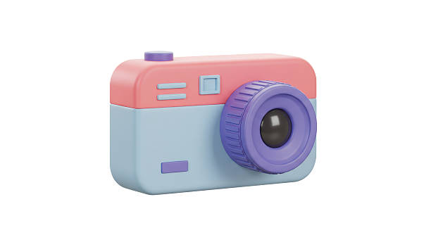 istock Isolated Vintage Style Camera with Pink and Blue Design 2211911888