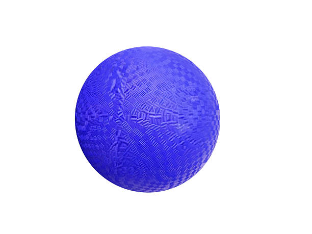 Classic blue dodgeball ball, rubber ball, isolated on white background.