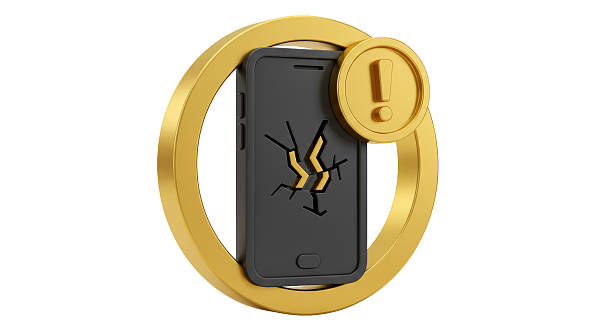 istock Isolated Smartphone with Cracked Screen and Notification Symbol 2211914093