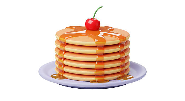 A Cartoon Illustration of Pancakes With Honey.