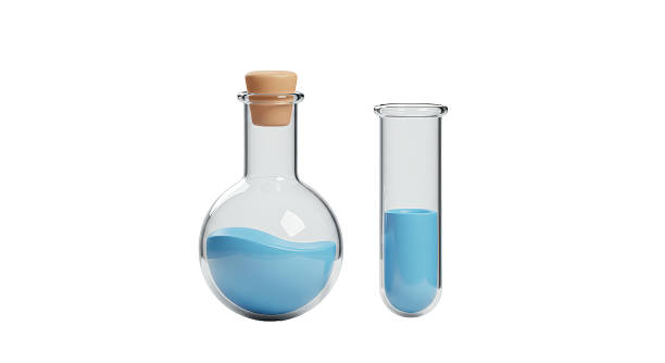 istock Isolated Round Bottom Flask and Test Tube with Blue Liquid 2211914212
