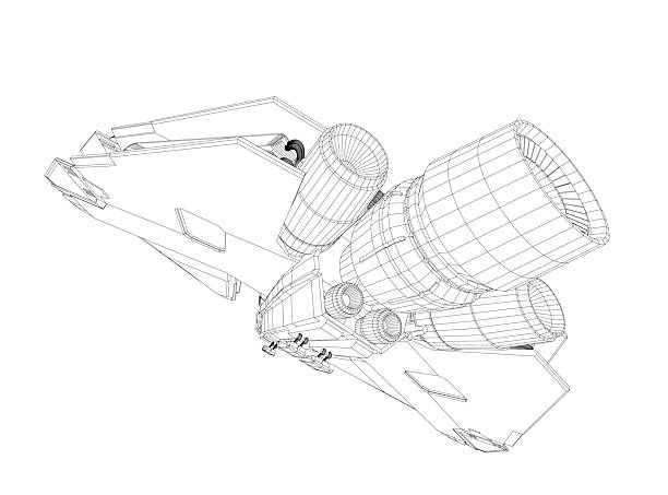 istock A drawing of a space shuttle with a rocket engine. The drawing is in black and white. The space shuttle is shown in a very detailed manner, with the rocket engine being the main focus 2211914776