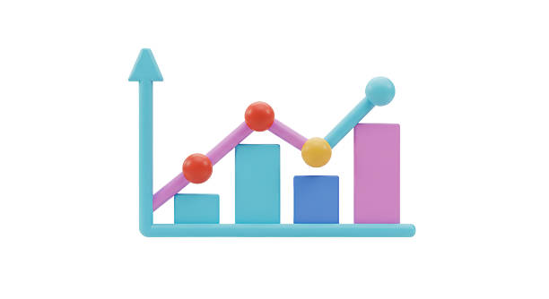istock Isolated Colorful Bar Graph with Upward Trend and Spherical Markers 2211916316