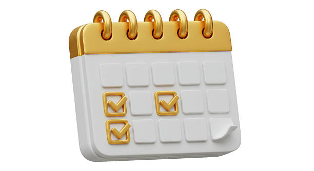 istock Isolated Golden Calendar with Marked Checklist Boxes for Appointments 2211918299