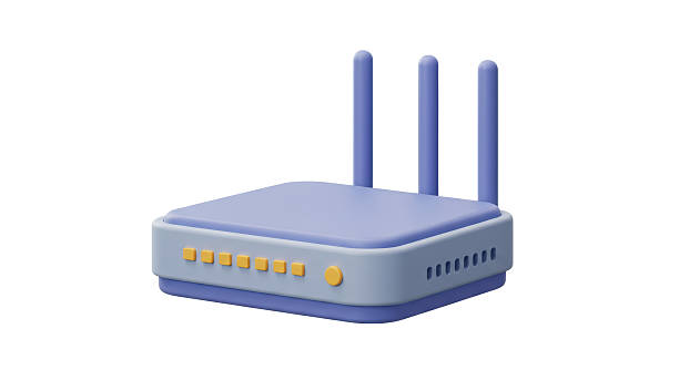 istock Isolated Wireless Router with Blue Accents 2211918437