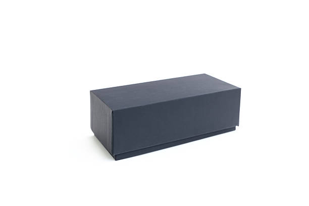 istock Black cardboard box isolated on white background, Black paper gift box 2211919855