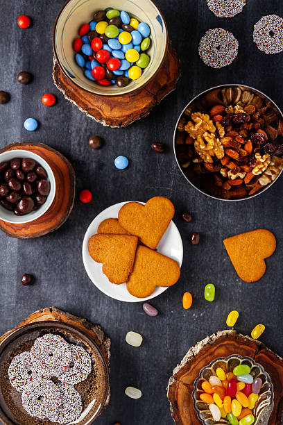 istock Various sweet food on black background. 2211924178