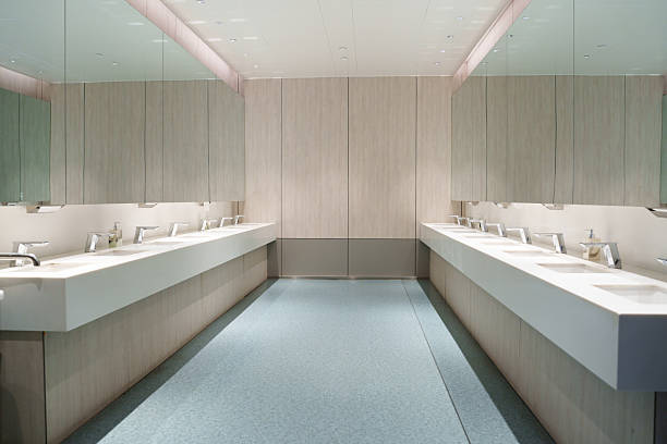 istock Spacious and bright public wash basin 2211924602