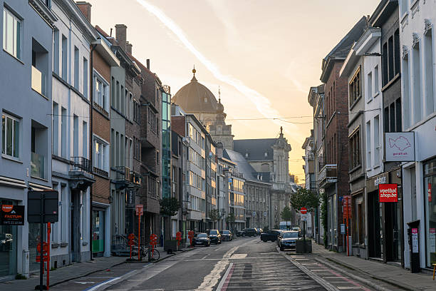 Mechelen, Belgium - Apr 12, 2025: Street view of the charming small city Mechelen, a historically rich city in the Flanders region of Belgium. It’s often considered a hidden gem.