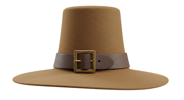 Isolated Pilgrim Hat with Leather Buckle Detail