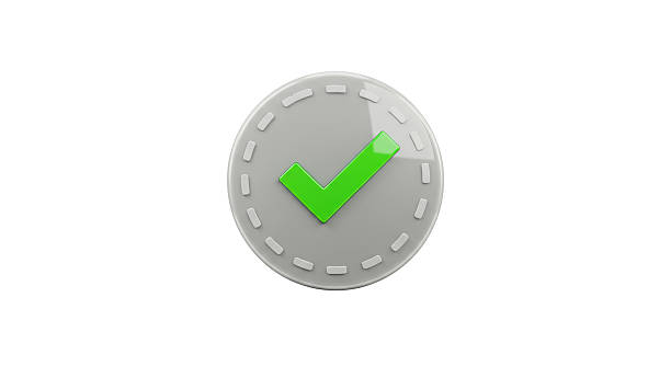 Isolated Green Checkmark Icon on Circular Gray Badge