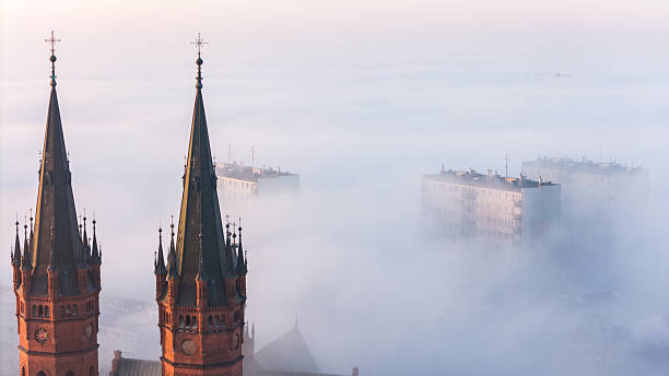 defaultTarnow Urban Landscape at Dusk, Surrounded by Heavy Mist
