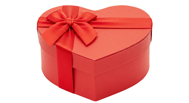 istock Isolated Red Heart Shaped Gift Box with Ribbon 2211931462