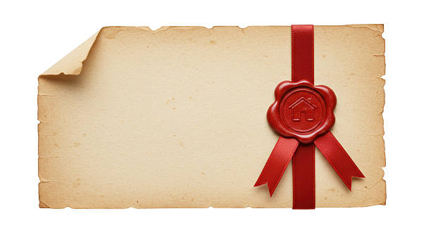 Isolated Vintage Paper Scroll with Red Wax Seal