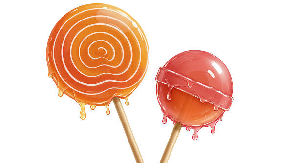 Isolated Two Colorful Lollipops with Swirls