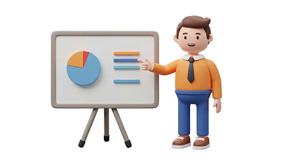 istock Isolated Smiling Male Presenting Charts 2211932451