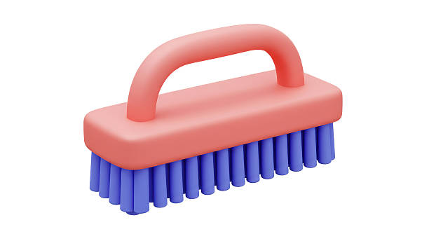 Isolated Pink and Blue Scrubbing Brush Cleaning Supply