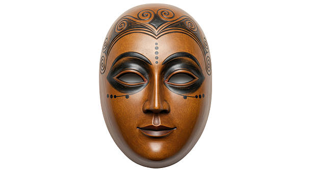 istock Isolated Ornate Wooden Mask with Tribal Patterns 2211932741