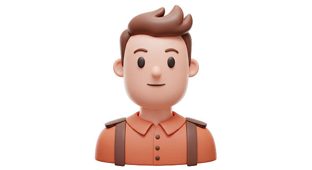 Isolated 3D Character of a Young Man with Buttoned Shirt