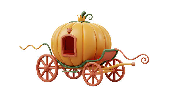 Isolated Pumpkin Carriage with Crown