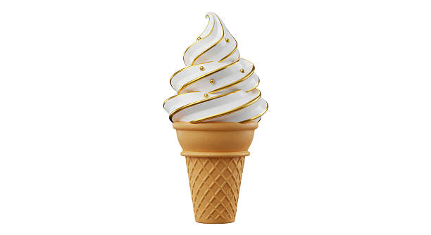 istock Isolated Soft Serve Ice Cream Cone with Golden Accents 2211933798