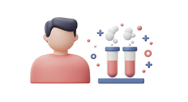 Isolated Man with Test Tubes for Scientific Research