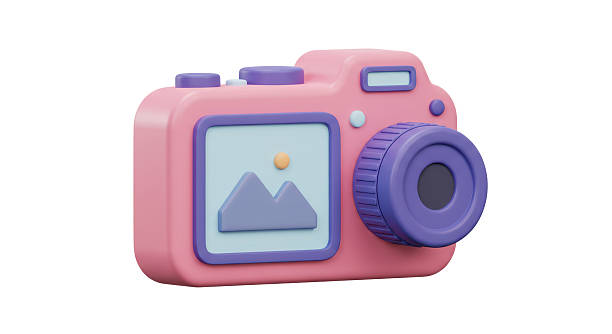 istock Isolated Pink Camera with Display Image of Mountain 2211933944