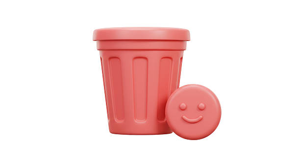 Garbage Can - Color Background - 3D Rendering