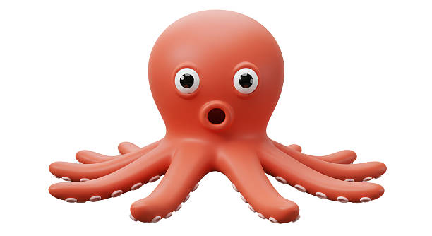 Isolated Cartoon Shocked Octopus
